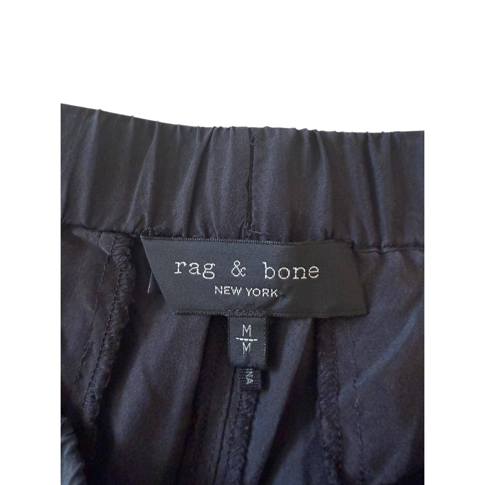 Rag & Bone 100% Silk Black Cargo Pants Women M Elastic Waist Parachute Wide Leg - Picture 2 of 7